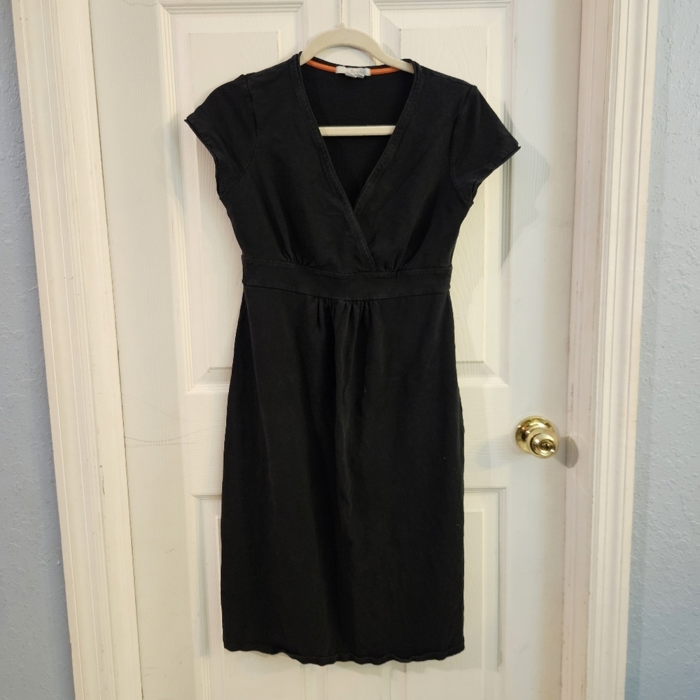 Boden Casual Wrap Top Dress Jersey Cotton Knit Dress Black Size 4